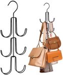 2 Pack Black Purse Hanger, Handbag Storage Hook Backpack Rack Space Saving Hanger for Closet, Unique Design Bag Hanger Purse Hooks, Keeping Purses Visible and in Good Condition