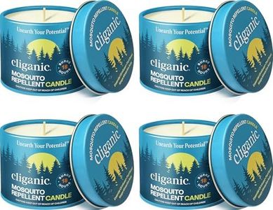Cliganic Natural Mosquito Repellent Candle (Pack of 4) | Citronella, DEET Free, Essential Oil Infused for Outdoor, Camping | Burns 18 Hours