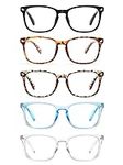 CCVOO 5 Pack Reading Glasses Blue Light Blocking, Filter UV Ray/Glare Computer Readers Fashion Nerd Eyeglasses Women/Men (*C1 Mix, 2.5)