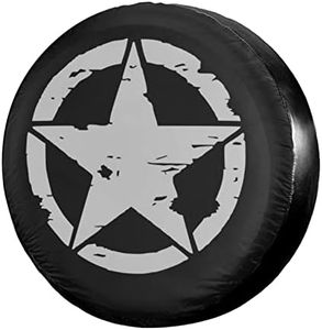 Dujiea Military Tactical Star Spare Tire Cover, Universal Wheel Tire Cover Waterproof Dust-Proof Tire Protectors for Jeep Trailer Rv Van SUV Truck Camper and Many Vehicle 14 15 16 17 Inch