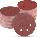 POTUINOM 100 PCS 6 Inch Sanding Discs, Red Round Hook and Loop Sandpaper for Random Orbital Sander(60 80 120 240 400 Mix Grit)