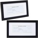 Stockroom Plus 2 Pack Business License Frame for Professional Office, Cosmetology, Pictures, Certifications (11.7 x 6.5 x 0.5 In)