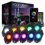 Xprite 10 Pods RGBW LED Rock Lights Kit with Bluetooth & Remote Controller, Multicolor Jeep Car Underglow, Wheel Neon Light, for Off-Road Trucks UTV ATV SUV SxS