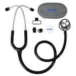 SCIAN Stethoscope Dual Head for Doctors, Nurses, Adults, Med Students, Classic Stainless Steel Stethoscope Home Use Medical Supplies with Carrying Bag, Black Tube