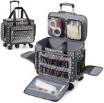 Amythe Rolling Sewing Machine Case with Detachable Trolley, 5 Wheels Sewing Machine Tote with Multiple Pockets, Fits Most Machines Compatible with Singer Brother Janome, Oxford Fabric, Oliva Gray