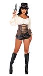 Roma Costume Women's 7pc Industrial Vixen Steampunk Costume, Brown/Black, Small, Brown/Black, S