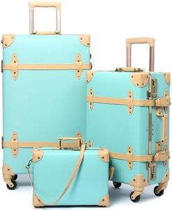 urecity Vintage Luggage Sets of 3 Piece - Hardside Lightweight Spinner Suitcases - Retro Travel Set includes Under Seat Train Case, 26"+20"+12" (Mint)