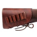 TOURBON Leather Recoil Pad Buttstock Sleeve Shotgun Cheek Rest with 5 Round Ammo Carrier Holder