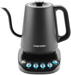 Chefman TrueTemp Precision Control Gooseneck Kettle, Internal Custom Temperature Control and 6 One-Touch Presets, Boil-Dry Protection Auto Shut-Off for Safety, For Pour Over Coffee and Tea, Black