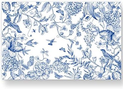 AnyDesign 50 Pack Flower Bird Paper Place Mats Blue White Hydrangea Branches Disposable Placemat 11 x 17 Inch Decorative Vintage Paper Table Mats for Dinner Table Setting Party Supplies