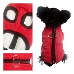 Waterproof Dog Coat Padded Fleece Zip Up Coat Chihuahua Puppy Tiny Toy Clothes Teacup Miniature Tiny Breeds (Red, XS : Length 24cm X Chest 35cm)