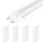 SHINESTAR 24-Pack T8 LED Tube 4FT, Shop Lights 18W 2200LM 5000K Daylight, T10 T12 LED Fluorescent Tube Replacement, Ballast Bypass, Dual-end, Clear Cover, 2 pin G13 Base