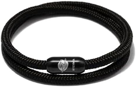 BTEYIVTA Handmade Nautical Rope Bracelet for Men Women & Teens Sunproof Colorfast Surfer Bracelet Beach Jewelry Birthday Gift for Him (Black, Medium(Wrist size:6.8-7.1inch))