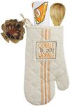 Mud Pie Thanksgiving Oven Mitt and Towel Set, Gobble,Orange,7"x12"