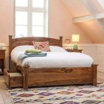 APRODZ Sheesham Wood Kermit King Size Bed with 2 Drawers for Bedroom | Brown Finish