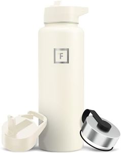 IRON °FLASK Sports Water Bottle - Wide Mouth with 3 Spout Lids - Stainless Steel Gym & Outdoor Bottles for Men, Women & Kids - Double Walled, Insulated Thermos, Metal Canteen - Cashmere Cream, 40 Oz