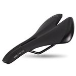 DRBIKE Road Bike Seat for Men & Women, Comfortable Padded Bicycle Saddle, Bike Seat Replacement with Wide Cushion for Road, MTB, Mountain, Exercise, Hybrid & Cruiser Bikes, Universal, Black