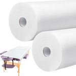 2 Roll Disposable Non Woven Bed Sheets 24 x 71 Inch Massage Table Paper Covers Non Woven Fabric Massage Bed Sheets Waterproof Spa Breathable Bed Cover for Beauty Salon, Hotels (White)