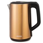 AGARO Insignia Electric Kettle, 1.8L, Double Layered Kettle, 100% Stainless Steel Inner & outer Body, Auto Shut Off, Boil Dry Protection, Portable, Champagne Gold