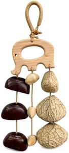 Handcrafted Bird Hanging Ornament, Boho Coastal Decorative Charm with Braided Cotton Cord, Natural Wood Beads & Seed Pod Accents, Wall Door Cabinet Hook Decor for Bedroom Living Room Entryway