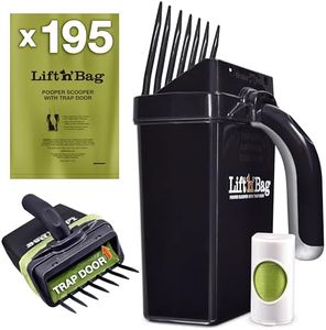 Neater Pets Lift N’ Bag Trap Door Dog Pooper Scooper with Bag Attachment for Small to Large Breeds - 195 Refill Bags - Heavy Duty Dog Poop Scooper for Yard & Walks, One-Handed Operation, Direct to Bag
