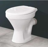 Nexa Bathware Floor Mount Ceramic Commode/EWC/Western Toilet/European Commode/Water Closet With Seatcover For Bathrooms 15 X 19 X 17 Inch ( P TRAP OUTLET)