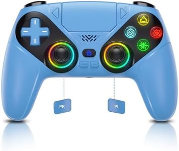 Dinosoo RGB Wireless Controller for PS5/PlayStation 5 PC, Bluetooth Controller with Turbo, Macro, Dynamic Vibration, 6-Axis Motion Control, 3.5mm Audio Jack, 1000mAh Battery, Speaker - Blue
