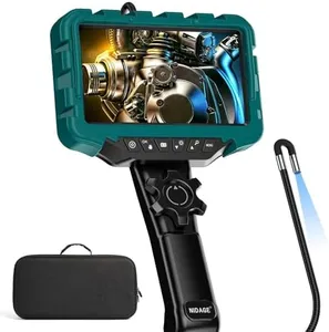 7'' IPS Screen Articulating Borescope NIDAGE 0.24in Endoscope Camera with Light Inspection Camera with Two-Way Articulated Snake Camera, Tool Case Flexible Automotive Mechanics Fiber Optic Scope 5.3FT