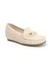 Carlton London Women Cream Comfortable Slip On Flat Loafer Ballet with Heels, for Party and Wedding, Casual and Formal Occasions (41)