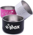 My Personal Memories Custom Personalized Stainless Steel Dog or Cat Bowl for Water and Food - Engraved Pet Bowl with Non Slip Bottom (Large - 64 Ounces, Black)