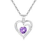 EXGOX Neckalce for Women S925 Silver Necklace for Women Heart Charm Necklaces Dainty Love Heart Pendant Sterling Silver Necklace Crystal Choker Necklace Jewellery Gifts for Women Girls Lady