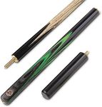 BAIZE MASTER G14 Gold Series 57 Inch EMPEROR English Pool Cue Hand Spliced ¾ Jointed Professional Ebony 8-Ball Pool Cue with a Precision 8mm Tip and 6 Inch Mini Butt Extension (Green)