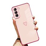 Knoowcase for Samsung Galaxy A15 Case Samsung A15 Phone Case for Girls Women Shockproof Flexible Silicone Bumper Lens Protection Luxury Plated Gold Heart Slim Anti Scratch Phone Cover, Pink