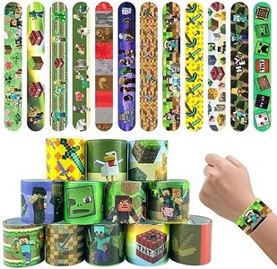 VARACL Pack of 48 Pixel Miner Craft Slap Bracelets Party Gifts for Children, Pixel Miner Crafts Video Game Slap Bracelets Gifts for Pixel Video Game Party Boys Girls