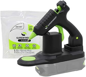 Surebonder Ryobi-Type Cordless Battery Powered High-Temperature Mini Hot Glue Gun with Detail Tip, 20 Watt, Recharge with Portable Heat Stand (B-195F)