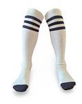 Kids Girls Baby Black/White Striped Knee High Football Style Socks Age 3-10 (White with Black Stripes, 3-5 Years)