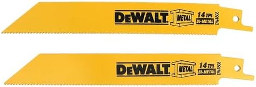 DEWALT Reciprocating Saw Blades, Straight Back, 6-Inch, 14 TPI, 2-Pack (DW4808-2), Yellow