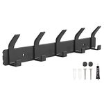 Sarsumir Coat Hooks Wall Mounted Over Door Hangers with 5 Hooks Coat Racks for Front Door, Bedroom, Coats, Jackets, Purses, Bags, Clothes, Towels （Black）