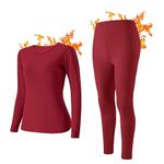 INNERSY Women's Thermal Underwear Set Soft & Warm Base Layer Long Johns Cold Weather(Wine Red(Moderate Warm),Medium)