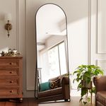 BEAUTYPEAK Full Length Mirror 58"x18", Arched Standing Mirror with Metal Frame, Floor Large Body Mirror for Bedroom, Entry, Bedroom, Living Room, Black