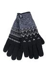 HEAT HOLDERS - Ladies Cute Striped Fairisle Warm Knitted Fleece Lined Winter Thermal Gloves (S/M, Black (Trondheim))