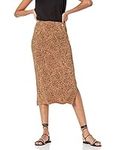 Amazon Essentials Women's Pull-on Knit Midi Skirt (Available in Plus Sizes), Dark Camel Leopard, M