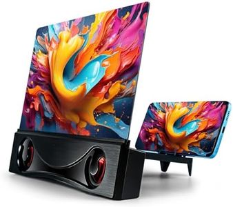 12" Phone Screen Magnifier with Speaker 3D HD Foldable Amplifier for Movies & Gaming-Portable Home Theater Clear Audio,Supports All Smartphones for Family,Seniors,Travel