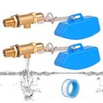 KHEARPSL 1/2 inch Brass Float Valve, Water Float Ball Valve with Adjustable Arm, Automatic Fill and Shut Off Water Tank Float Valves for Ponds, Water Trough, Aquaculture, Reservoir (2, blue)