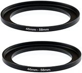 (2 Pcs) 46-58MM Step Up Ring Adapter, 46mm to 58mm Step Up Filter Ring, 46 mm Male 58 mm Female Stepping Up Ring for DSLR Camera Lens and ND UV CPL Infrared Filters