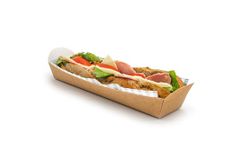 Kraft Buff Disposable Takeaway Cardboard Baguette/Jumbo Hot Dog Tray Food Packaging (500)