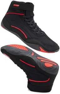 NACARAT Men's Wrestling Shoes – High Top Boxing Boots & Weightlifting Sneakers with Non-Slip Sole, Breathable Mesh Combat Sports Footwear for Gym, Squat, and Deadlift Black Size 10.5