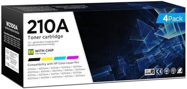 210A 210X Toner Cartridges 4 Pack Compatible with HP 210A 210X W2101A W2102A W2103A for Color Laserjet Pro MFP 4301fdw 4301fdn Wireless Printer Pro 4201dw 4201dn Series Printers (with Chip, Bk/C/M/Y)