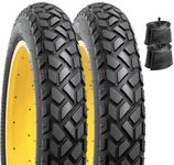 YunSCM 2 pack 20" Heavy Duty Fat E-Bike Tyres 20x4.0(102-406) with 20" Fat Bike Tubes AV32mm Schrader Valve, Compatible with Most 20 x 4.0 Electric Bike/Mountain Bike Tyres(Black)