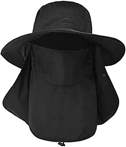 Cappelli da Pesca per Uomo e Donna con Copertura per Il Viso Cappello da Sole a Tesa Larga da Spiaggia Mesh Safari Caccia Giardinaggio Cappello da Secchio Packable (Nero)